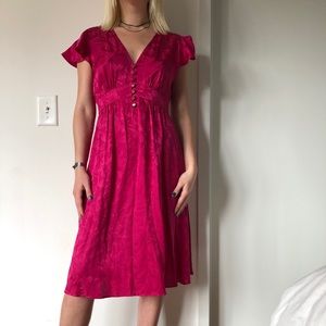 Marc Jacobs Hot Pink Floral Midi Dress